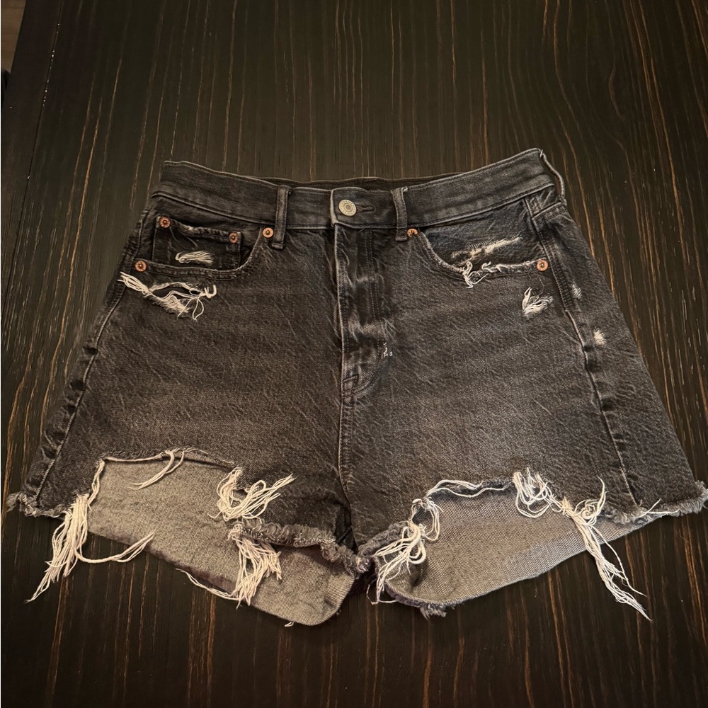 American Eagle Outfitters Black Distressed Jean Shorts
